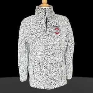 Ohio State University Woman's Fleece Sherpa Scarlet & Gray Ohio State Emblem XL